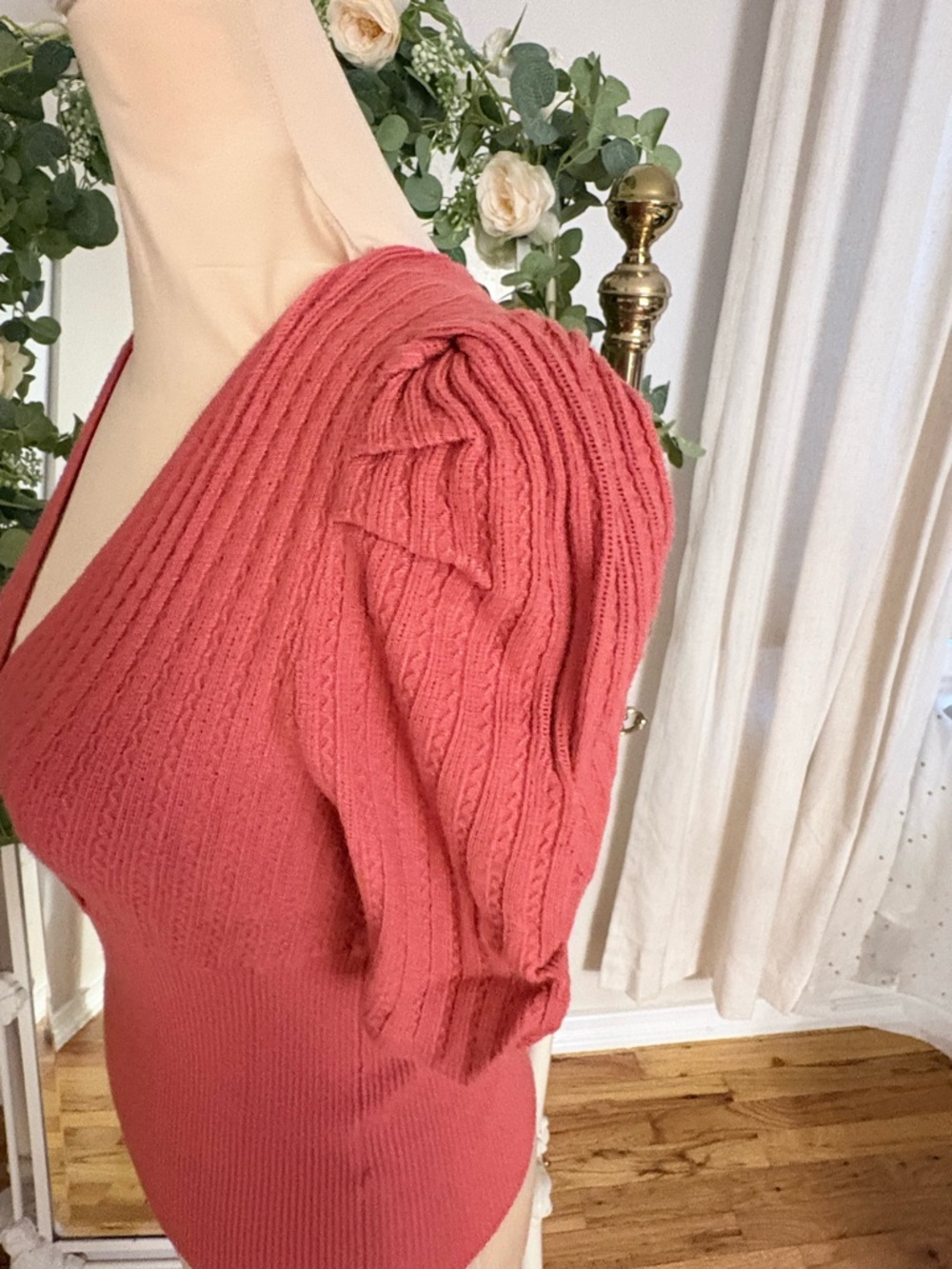 Express Vibrant Red Ribbed Sweater - Picture 3 of 4